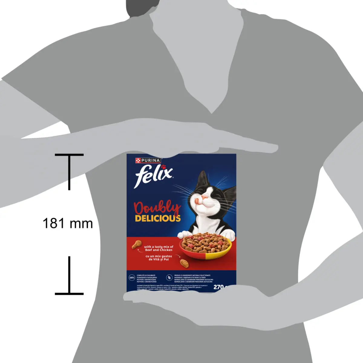 FELIX Doubly Delicious, Vita si Pui, hrana uscata pisici, 270g - Image 3