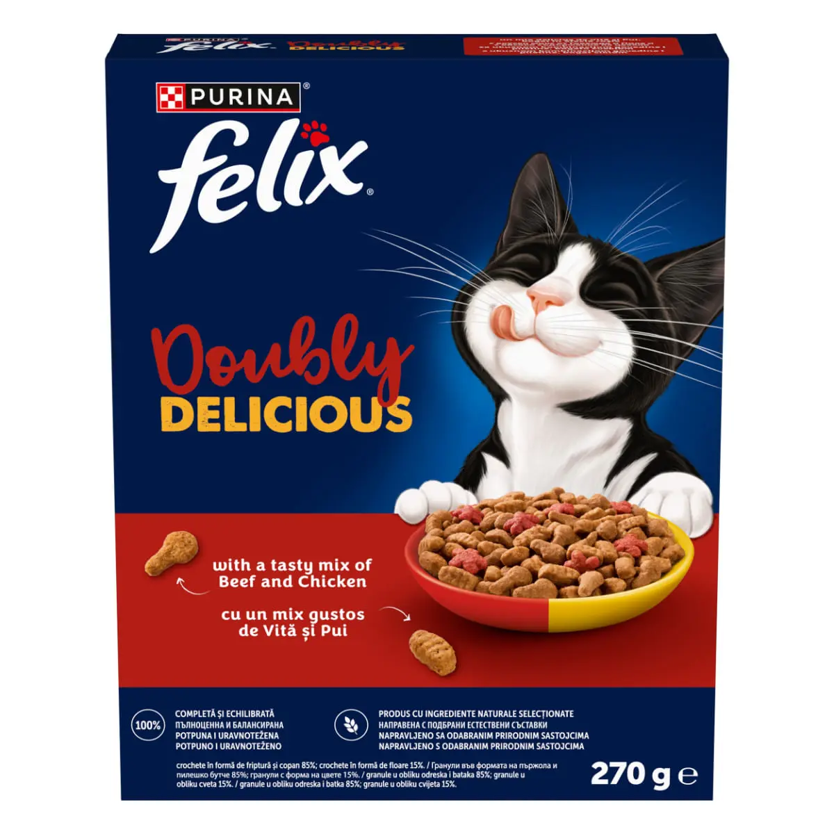 FELIX Doubly Delicious, Vita si Pui, hrana uscata pisici, 270g - Image 4