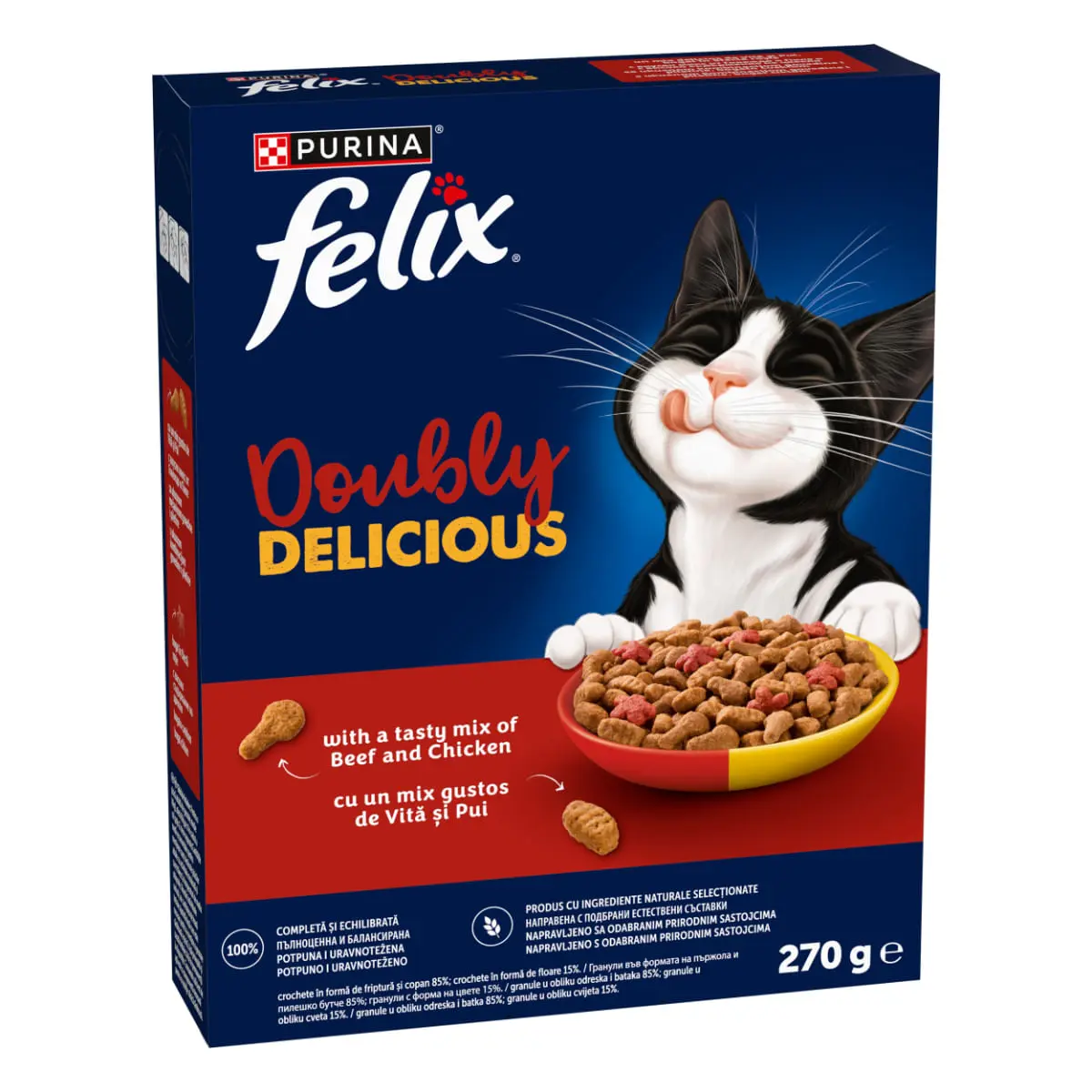 FELIX Doubly Delicious, Vita si Pui, hrana uscata pisici, 270g - Image 5