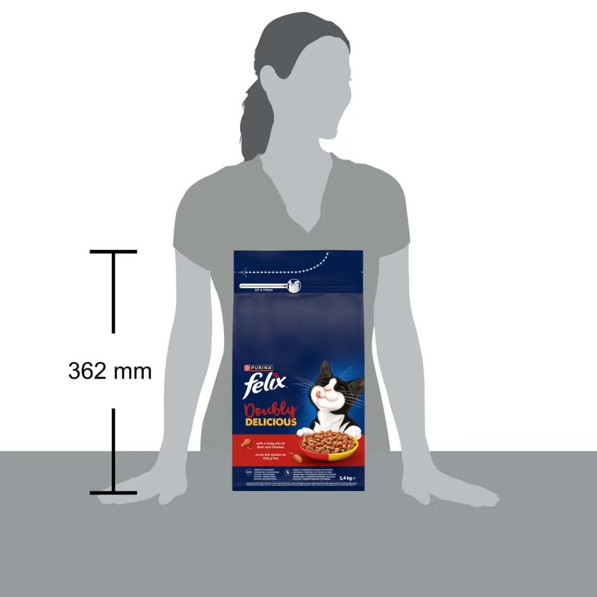 FELIX Doubly Delicious, Vita si Pui, hrana uscata pisici, 1.4kg - Image 5