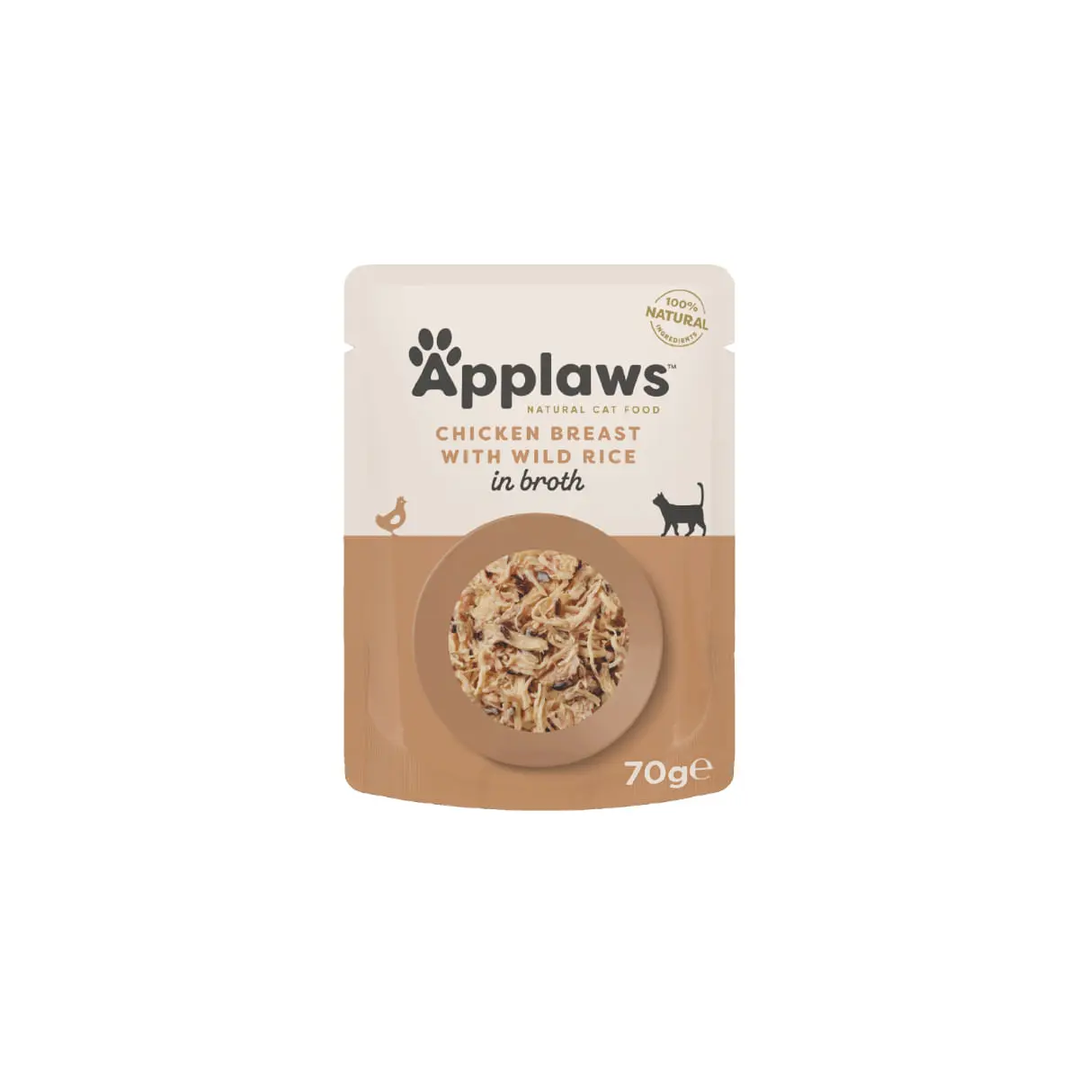 APPLAWS Piept de Pui si Orez Salbatic, plic hrana umeda pisici, (in supa), 70g APPLAWS Piept de Pui si Orez Salbatic, plic hrana umeda pisici, (in supa), bax, 70g x 12buc