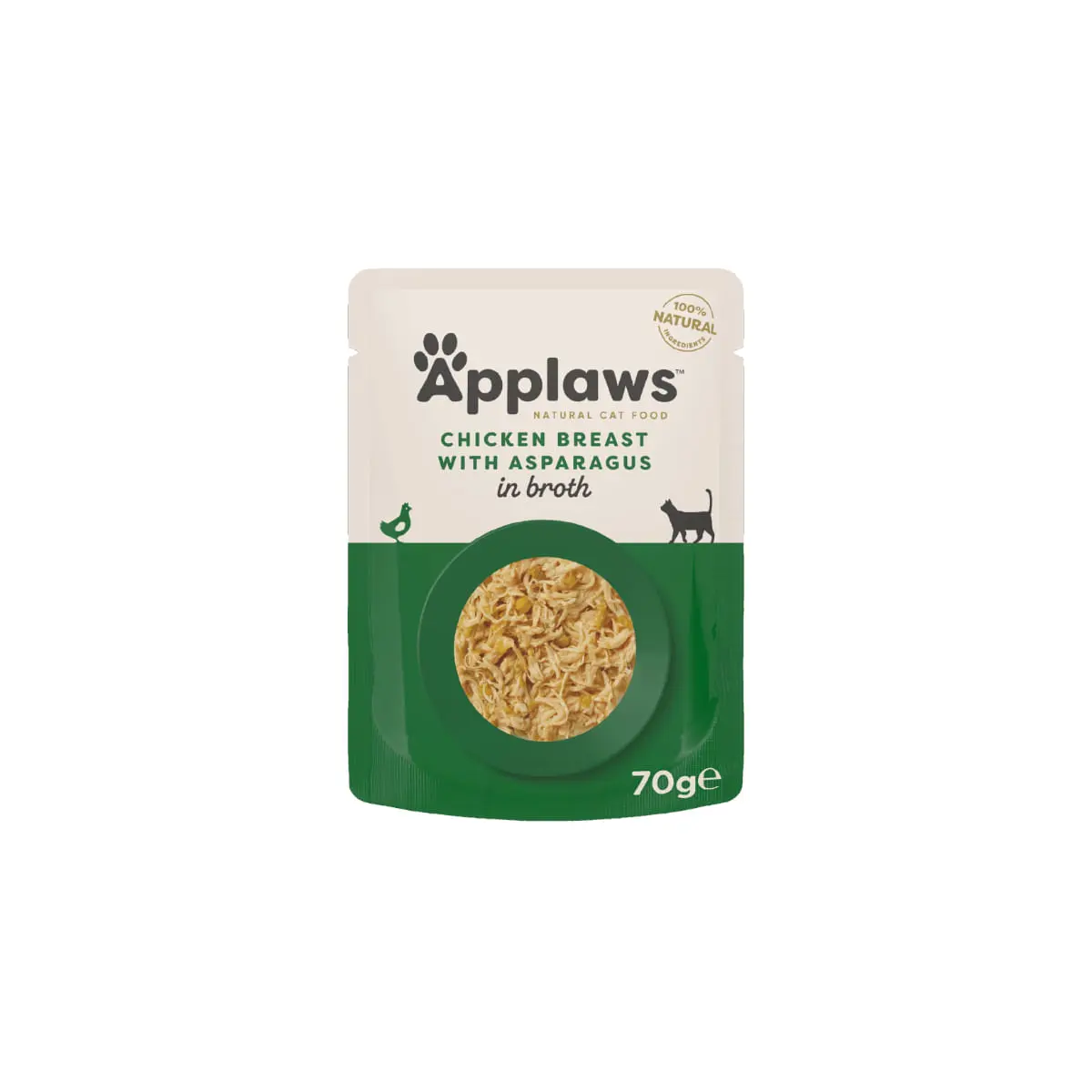 APPLAWS Piept de Pui si Sparanghel, plic hrana umeda pisici, (in supa), 70g APPLAWS Piept de Pui si Sparanghel, plic hrana umeda pisici, (in supa), bax, 70g x 12buc