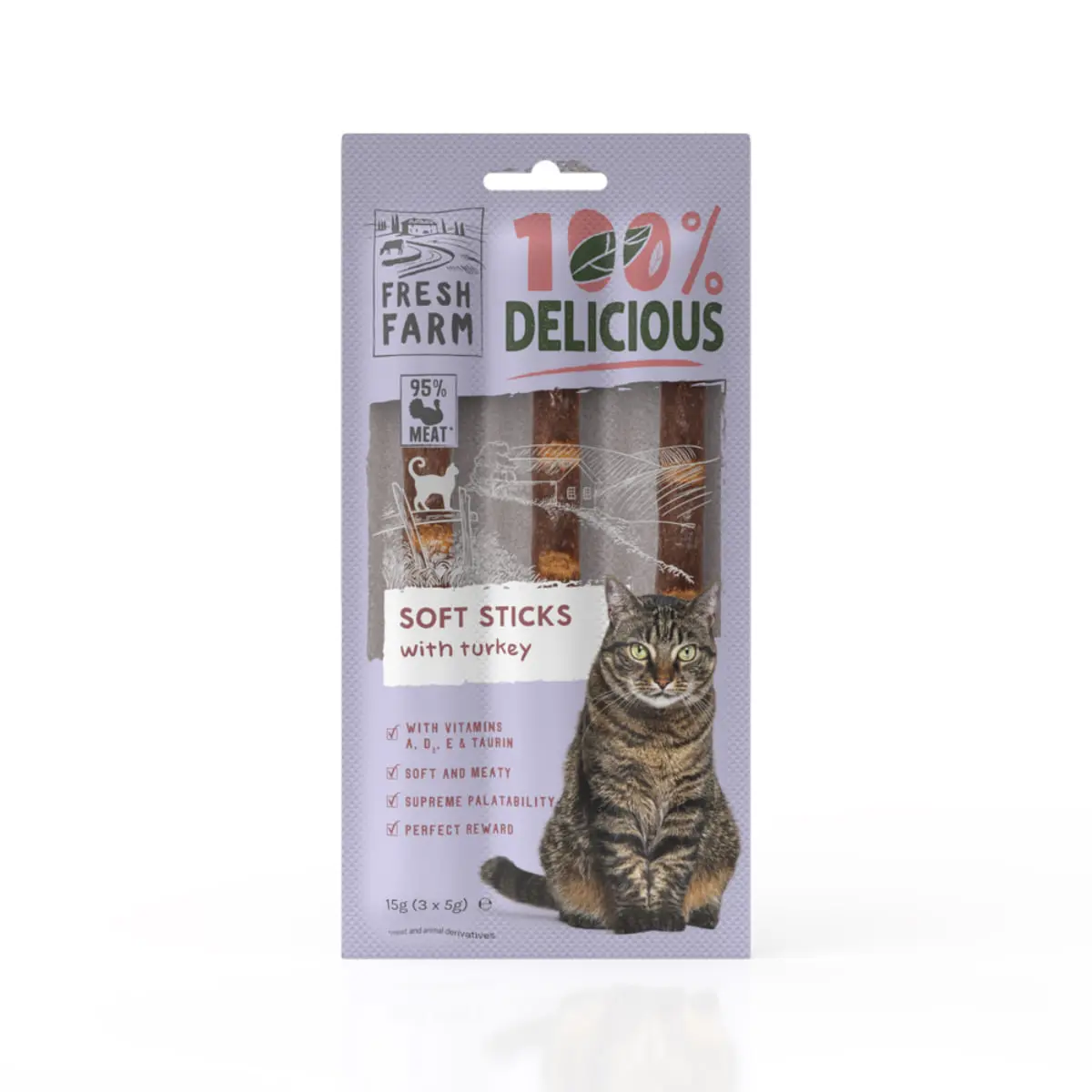 FRESH FARM Soft Sticks, Curcan, punguta recompense pisici, 15g - Image 2