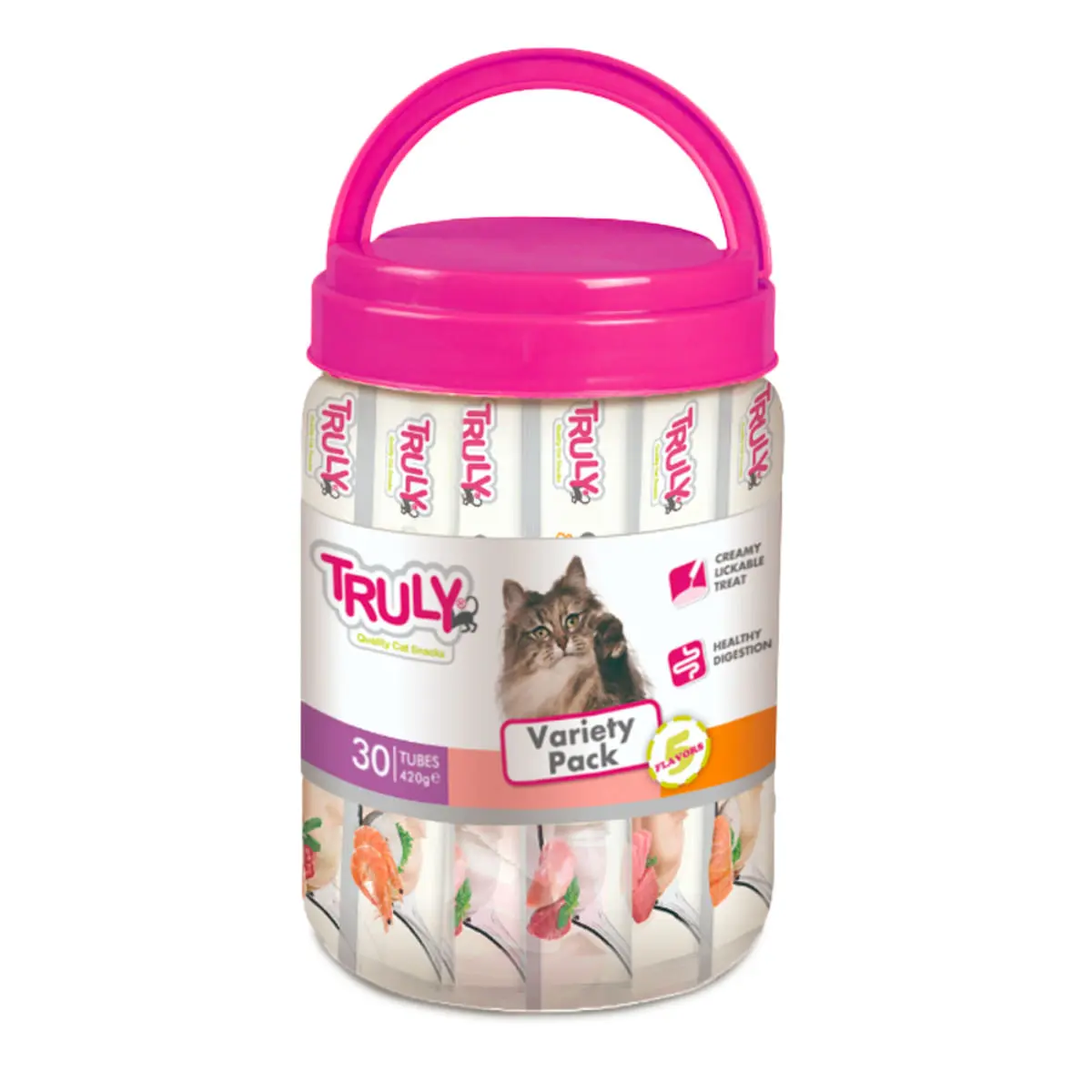 WANPY Truly Creamy Lickable Treat Variety Pack, Peste si Carne, flacon recompense fara cereale pisici, (piure), 420g - Image 2