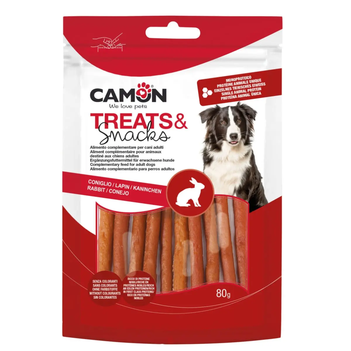 CAMON Sticks Rabbit, XS-XL, Iepure, punguta recompense caini, 80g