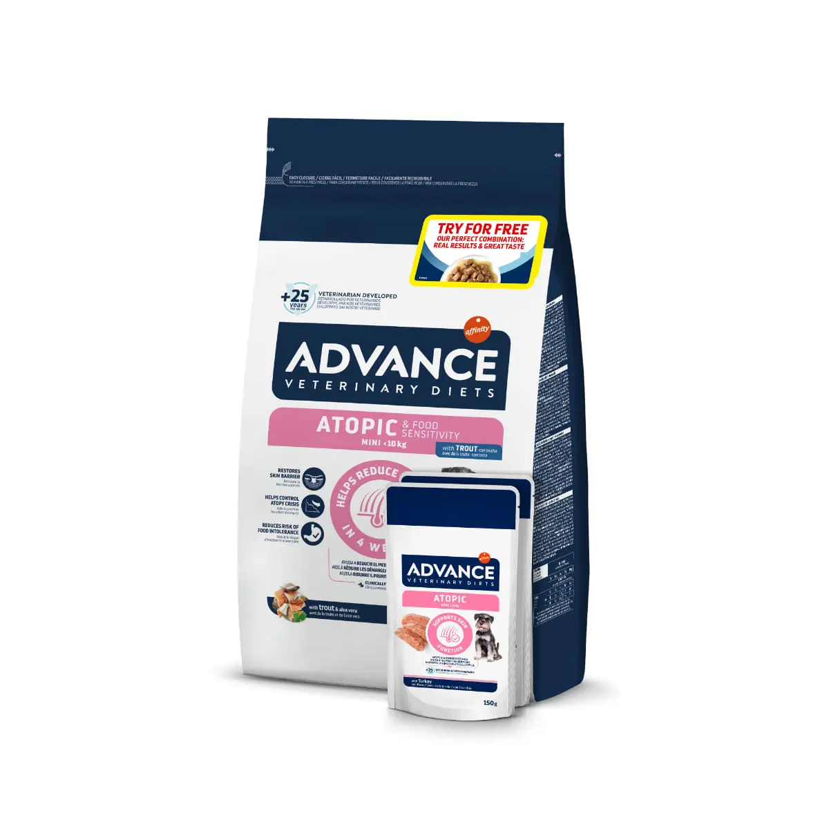 ADVANCE Veterinary Diets Dog Atopic Care Mini, XS-S, dieta veterinara, hrana uscata caini, afectiuni dermatologice ADVANCE Veterinary Diets Atopic Mini, XS-S, dieta veterinara caini, hrana uscata, afectiuni dermatologice, 1.5kg + CADOU ADVANCE Atopic, di - Image 2
