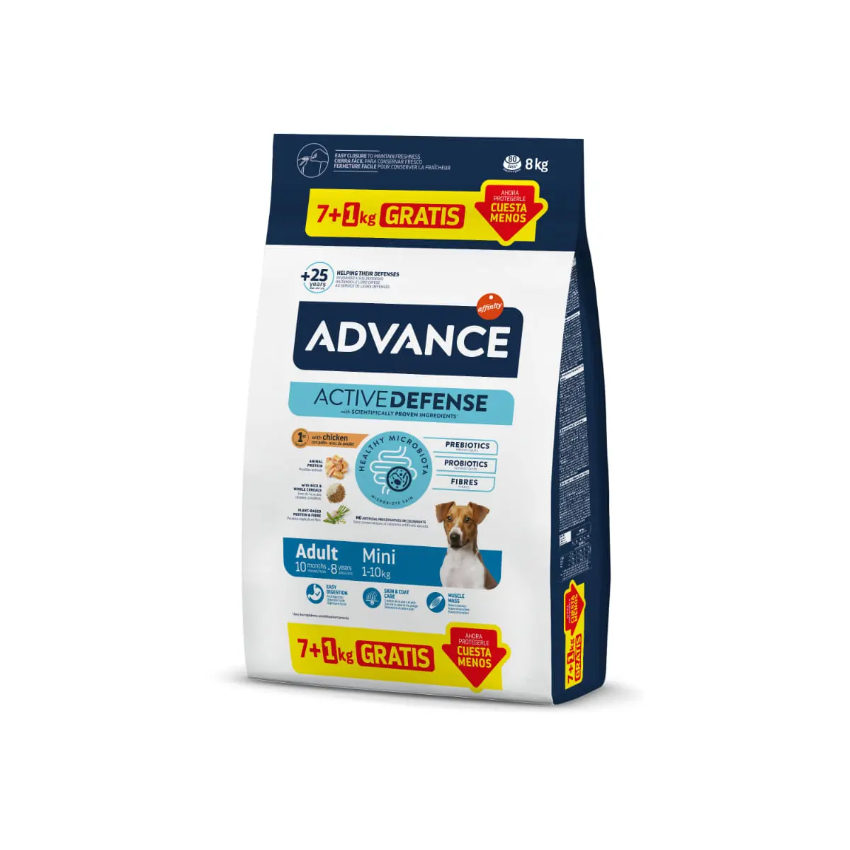 ADVANCE Mini Adult, XS-S, Pui, hrana uscata caini, 7kg + 1kg GRATUIT