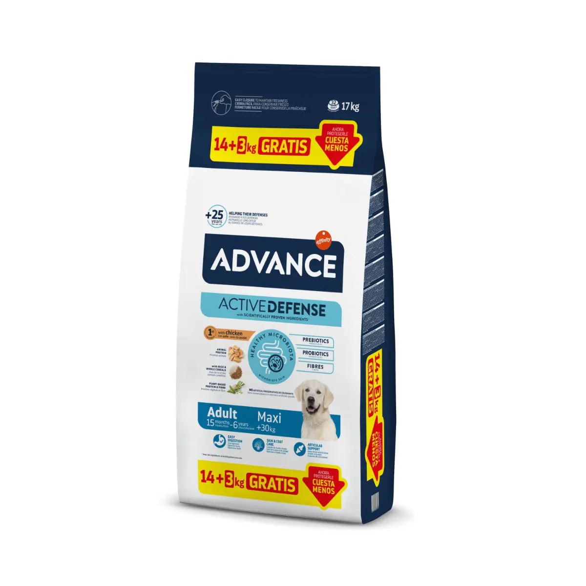 ADVANCE Adult Maxi, L-XL, Pui, hrana uscata caini, 14kg ADVANCE Adult Maxi, L-XL, Pui, hrana uscata caini, GRATUIT, 14kg + 3kg
