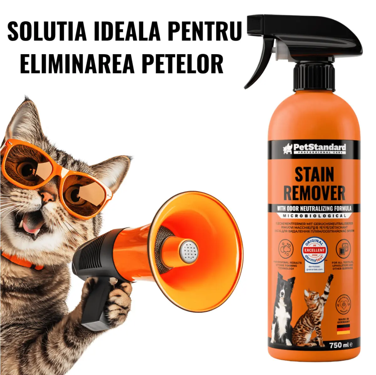 SHAW PetStandard solutie profesionala enzimatica pentru eliminarea petelor cu neutralizare mirosuri caini si pisici, 750ml