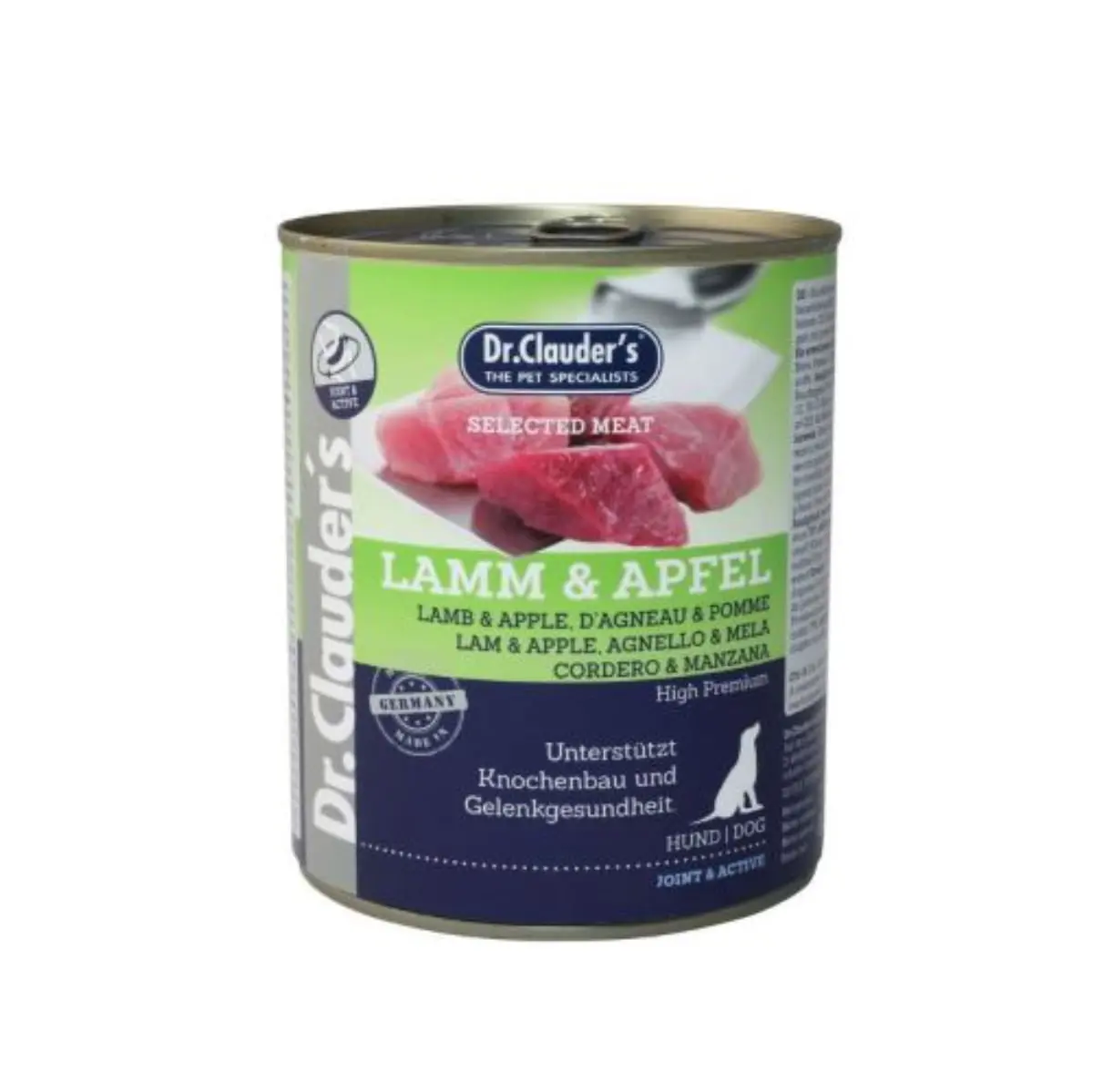 DR. CLAUDER'S Selected Meat, XS-XL, Miel si Mere, conserva hrana umeda fara cereale caini, sistem articular, (in suc propriu), 800g