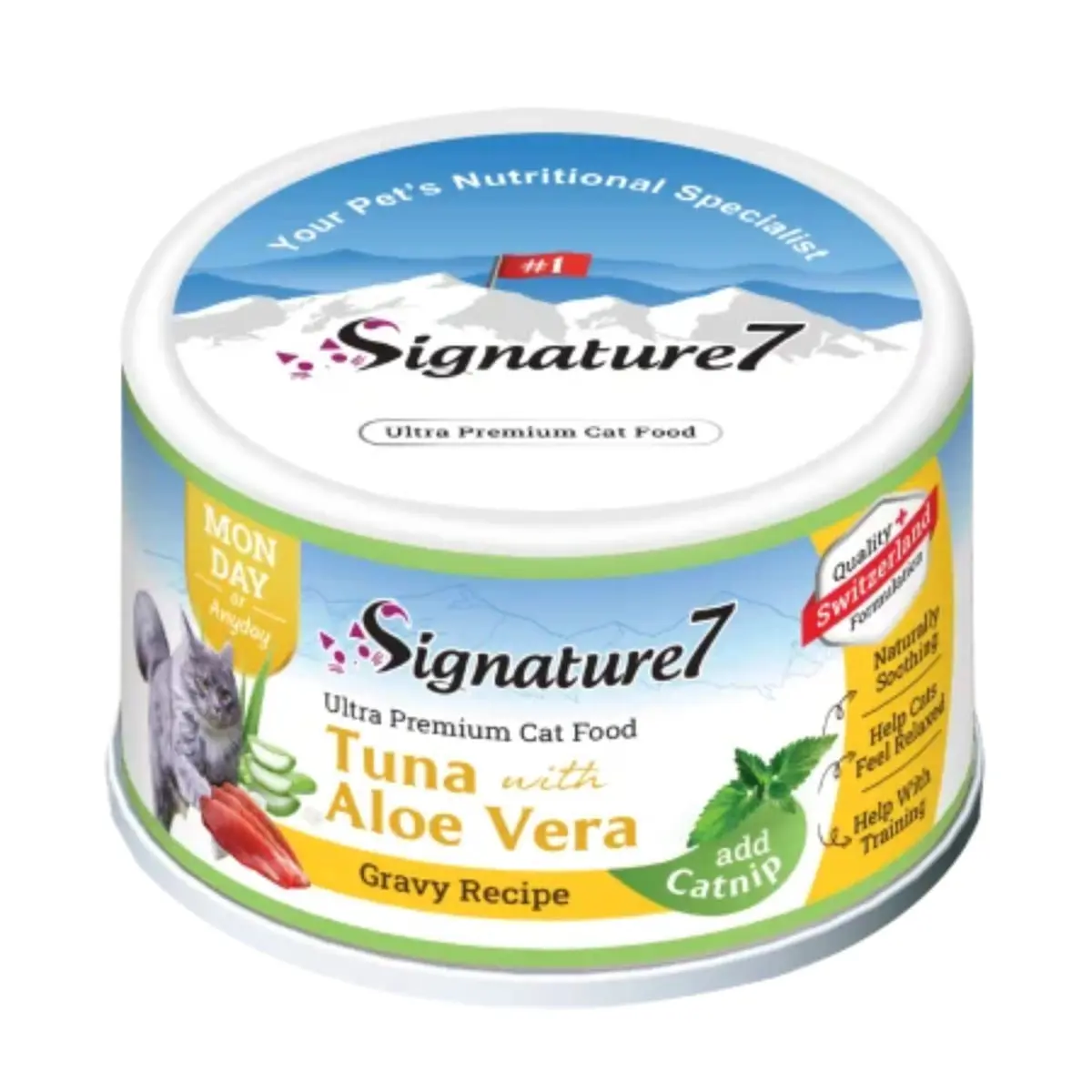 SIGNATURE7, Ton si Aloe Vera, conserva hrana umeda fara cereale pisici, (in sos), 70g