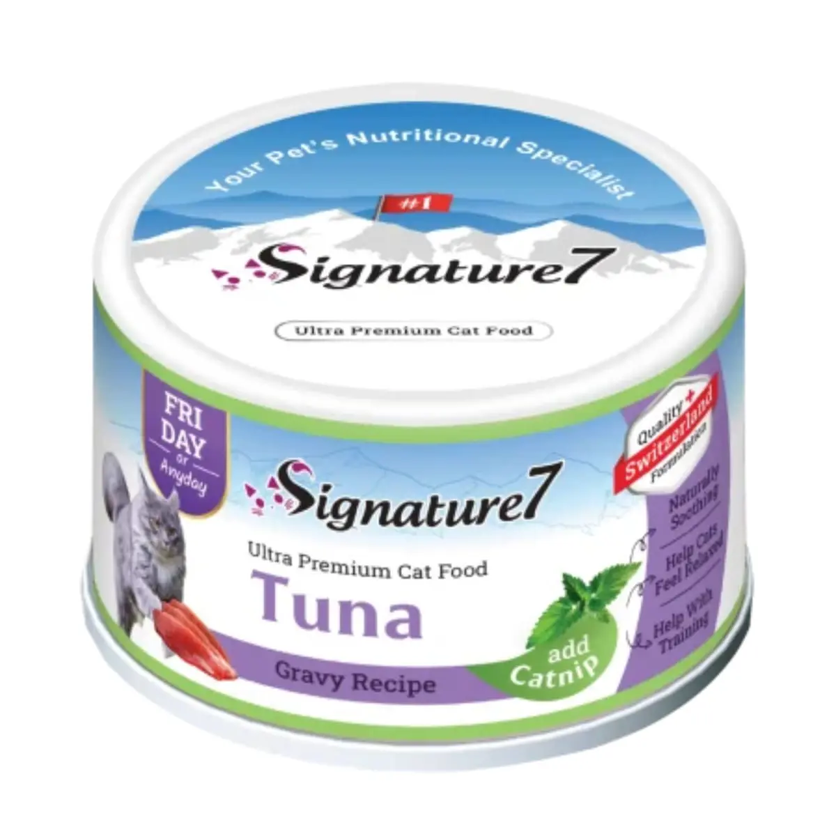 SIGNATURE7, Ton si Catnip, conserva hrana umeda fara cereale pisici, (in sos), bax, 70g x 24buc - Image 2