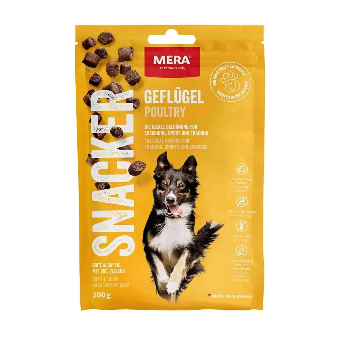 MERA Snacker, XS-XL, Pui, punguta recompense caini, 200g