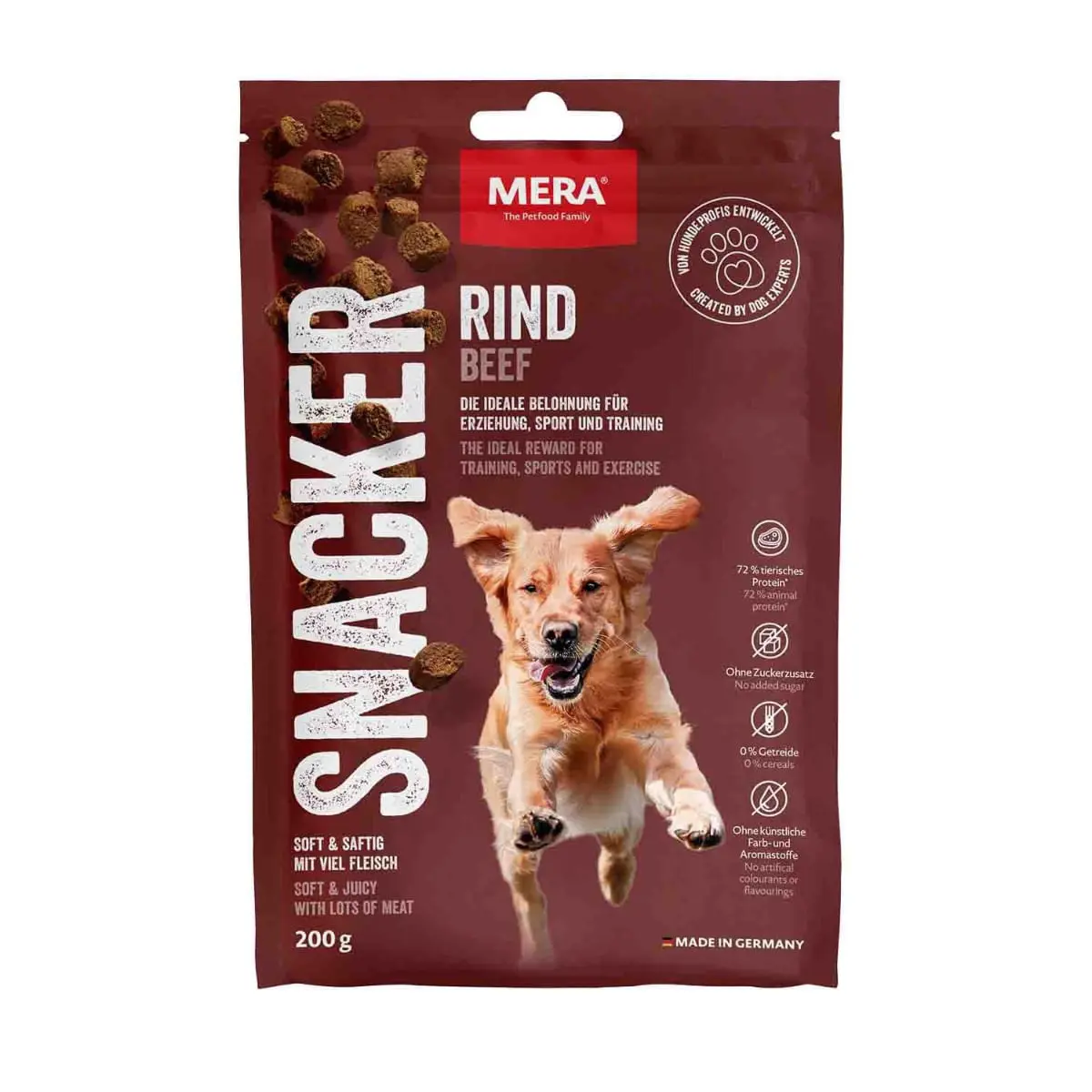 MERA Snacker, XS-XL, Vita, punguta recompense caini, 200g