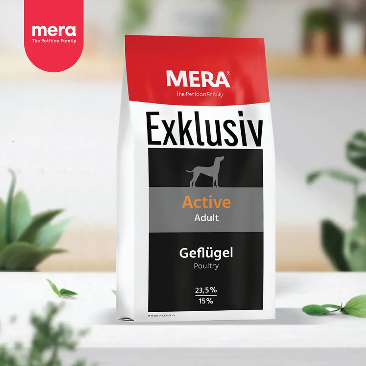 MERA Exklusiv Active, XS-XL, Pasare, hrana uscata caini, activitate intensa, 15kg