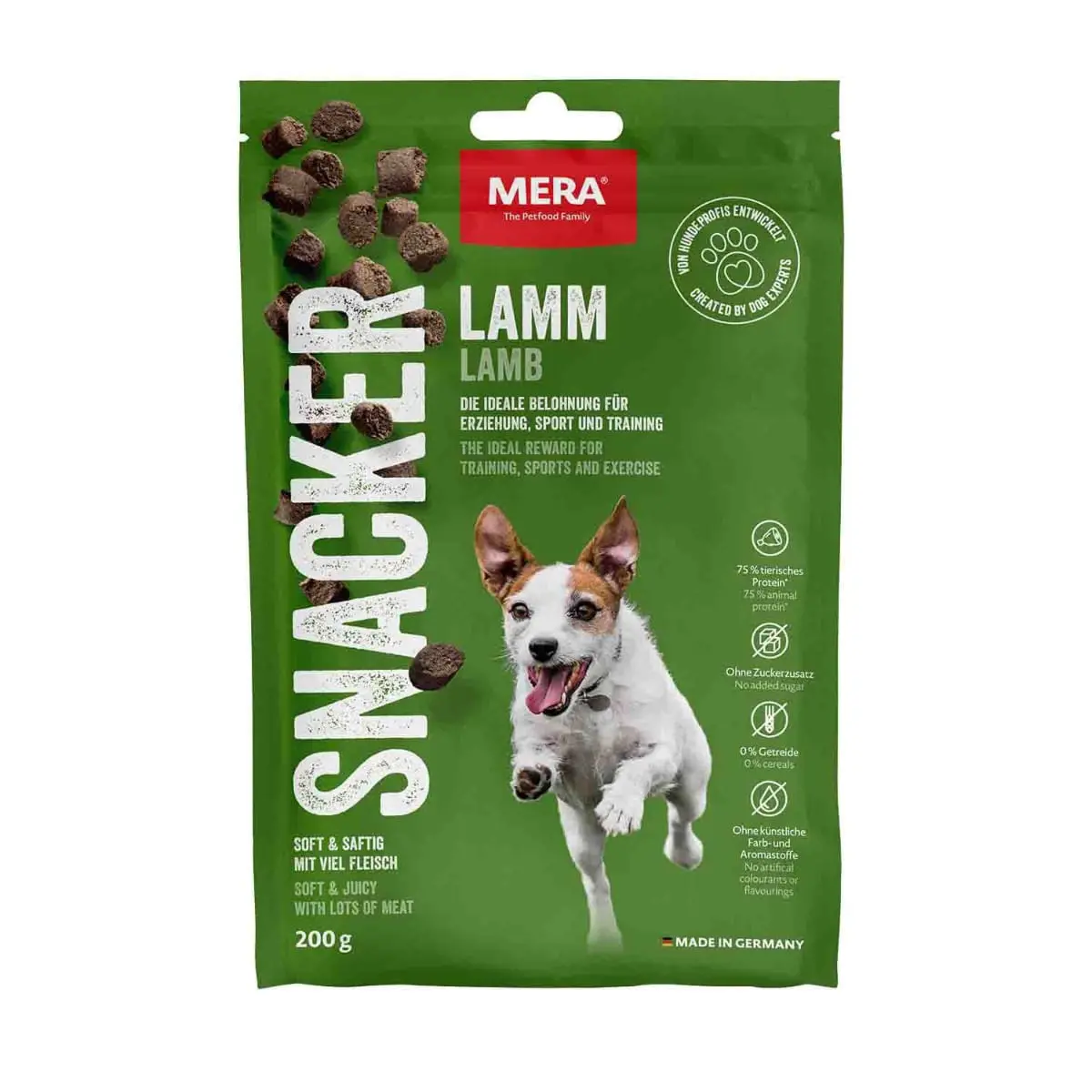 MERA Snacker, XS-XL, Miel, punguta recompense caini, 200g
