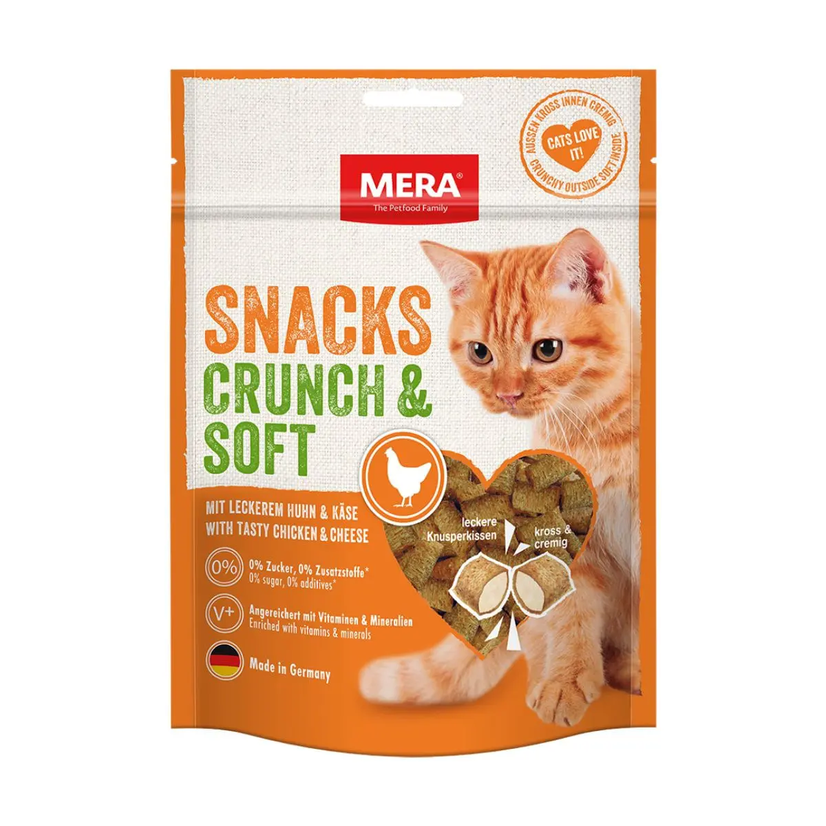 MERA Crunch & Soft, Pui, punguta recompense pisici, 200g