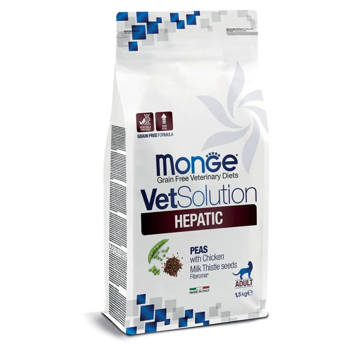 MONGE VETSOLUTION Hepatic, Pui si Mazare, dieta veterinara, hrana uscata fara cereale pisici, sistem hepatic, 1.5kg - Image 2