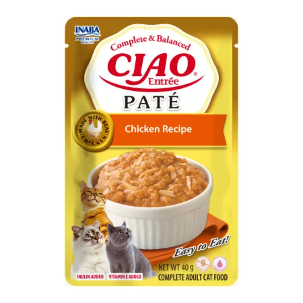 INABA Ciao Entree Pate, Pui, plic hrana umeda fara cereale pisici, (pate), 40g