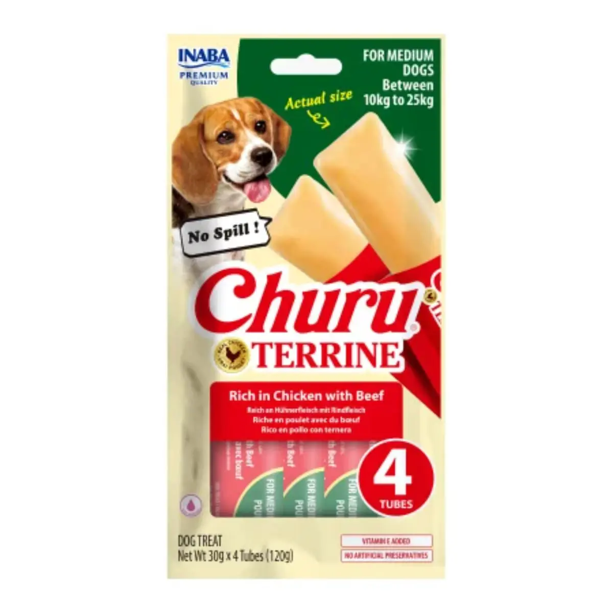 INABA Churu Terrine Medium, M, Pui si Vita, punguta recompense caini, 60g