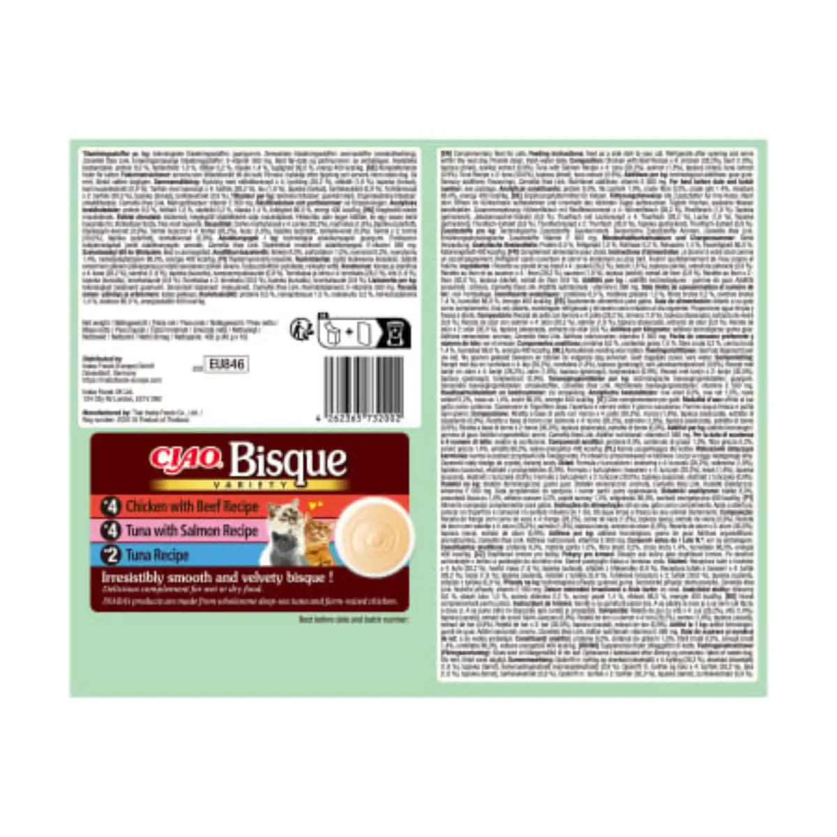 INABA Ciao Bisque Variety, Ton si Pui, cutie hrana umeda fara cereale pisici, (piure), 400g - Image 3