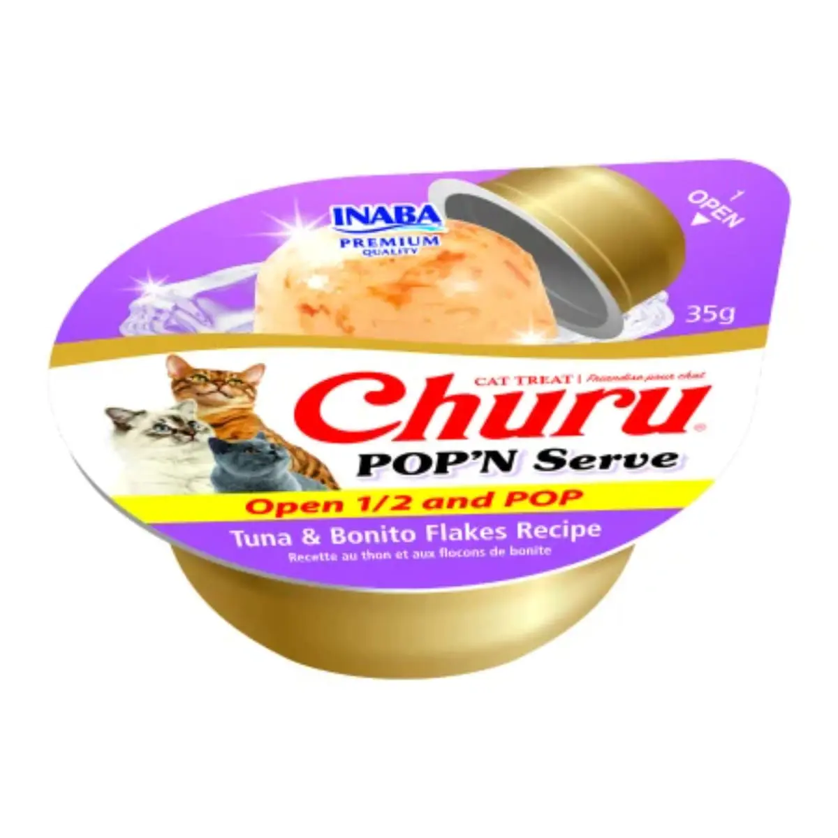 INABA Churu Pop'n Serve, Ton si Fulgi de Bonito, bol hrana umeda fara cereale pisici, (in aspic), 70g - Image 4