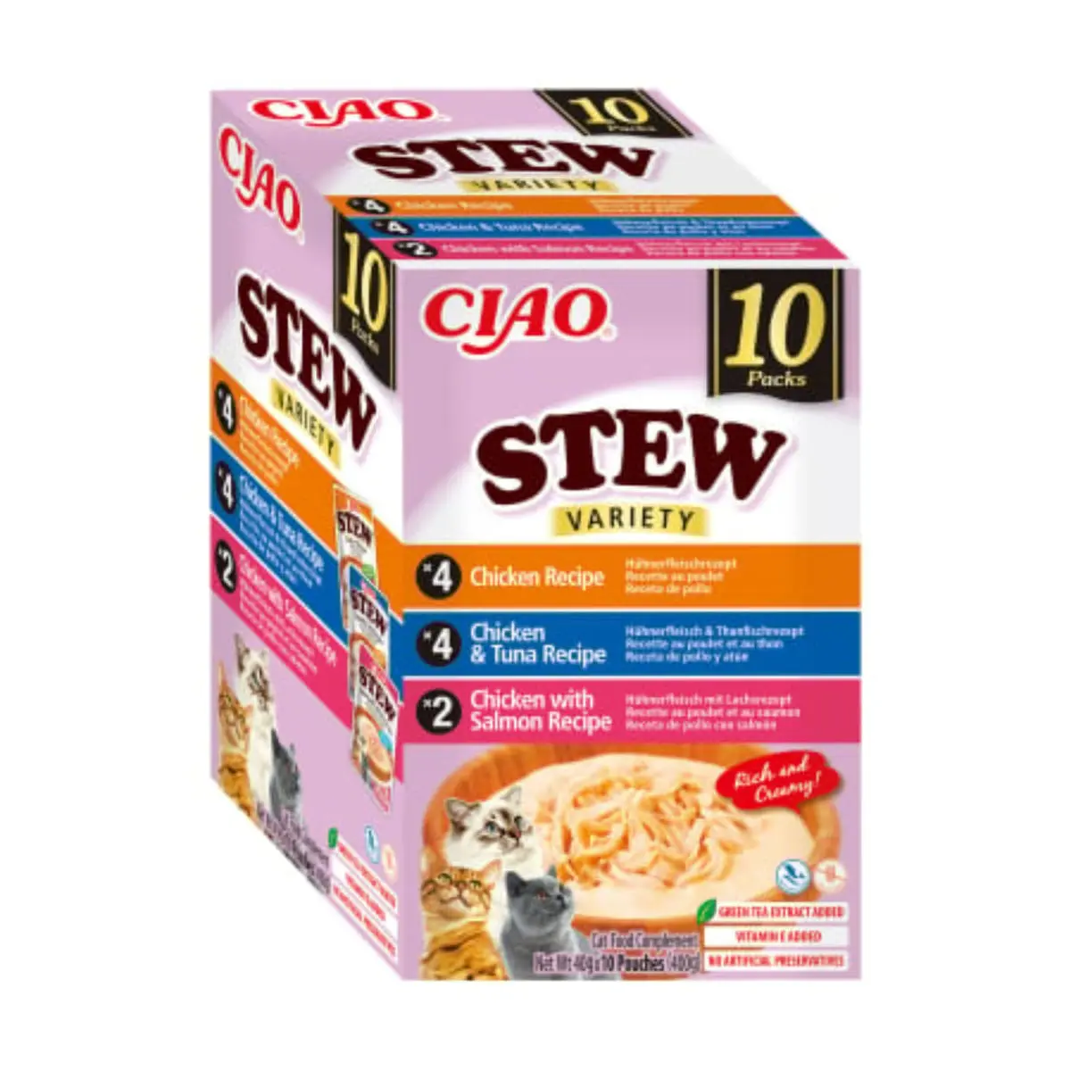 INABA Ciao Stew Variety cu Pui, Ton si Somon, cutie hrana umeda fara cereale pisici, (in supa), 400g - Image 4
