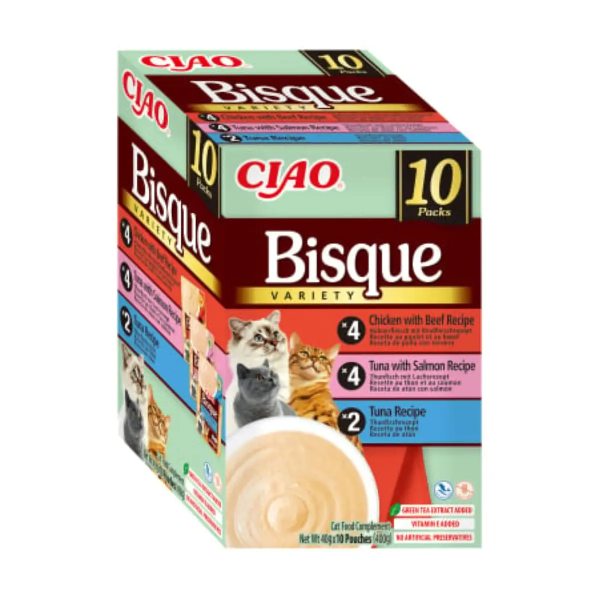 INABA Ciao Bisque Variety, Ton si Pui, cutie hrana umeda fara cereale pisici, (piure), 400g - Image 4