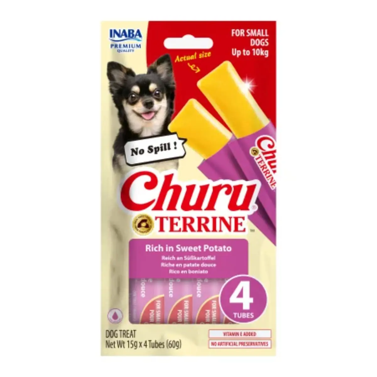 INABA Churu Terrine Mini, XS-S, Cartof Dulce, punguta recompense caini, 60g