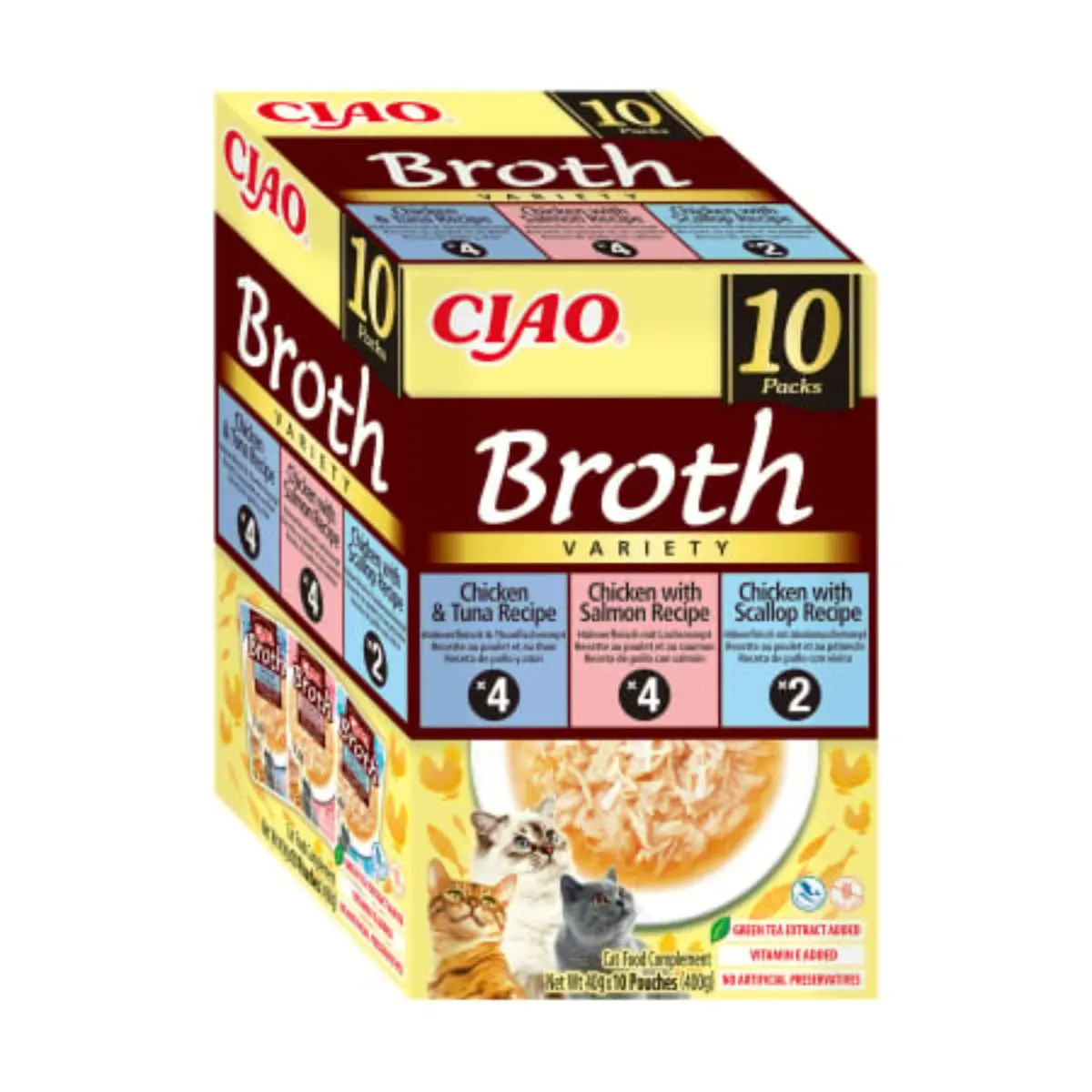 INABA Ciao Broth Variety cu Pui, Ton, Somon si Scoici, cutie hrana umeda fara cereale pisici, (in supa), 400g - Image 4