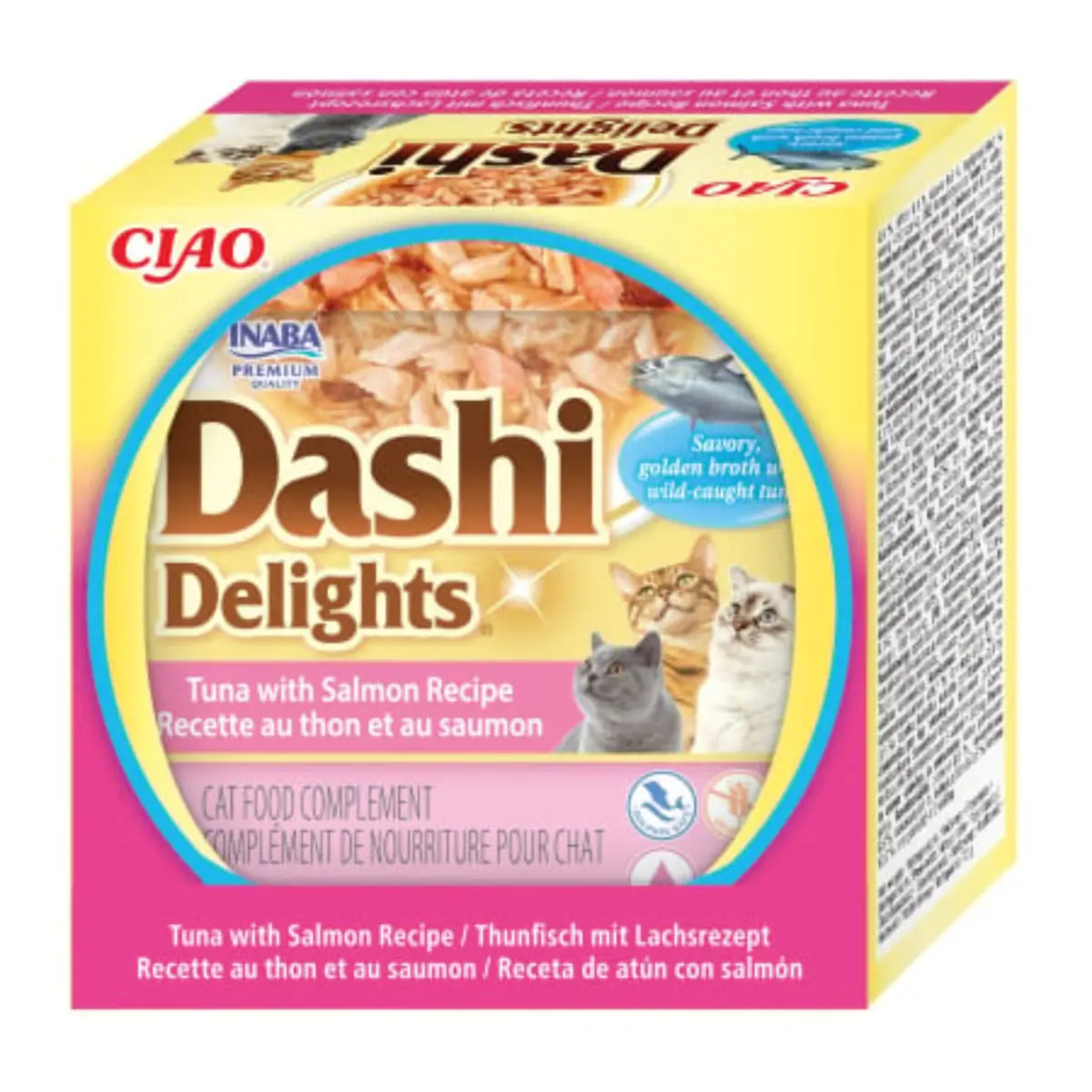 INABA Ciao Dashi Delights, Ton si Somon, bol hrana umeda fara cereale pisici, (in sos), 70g - Image 3