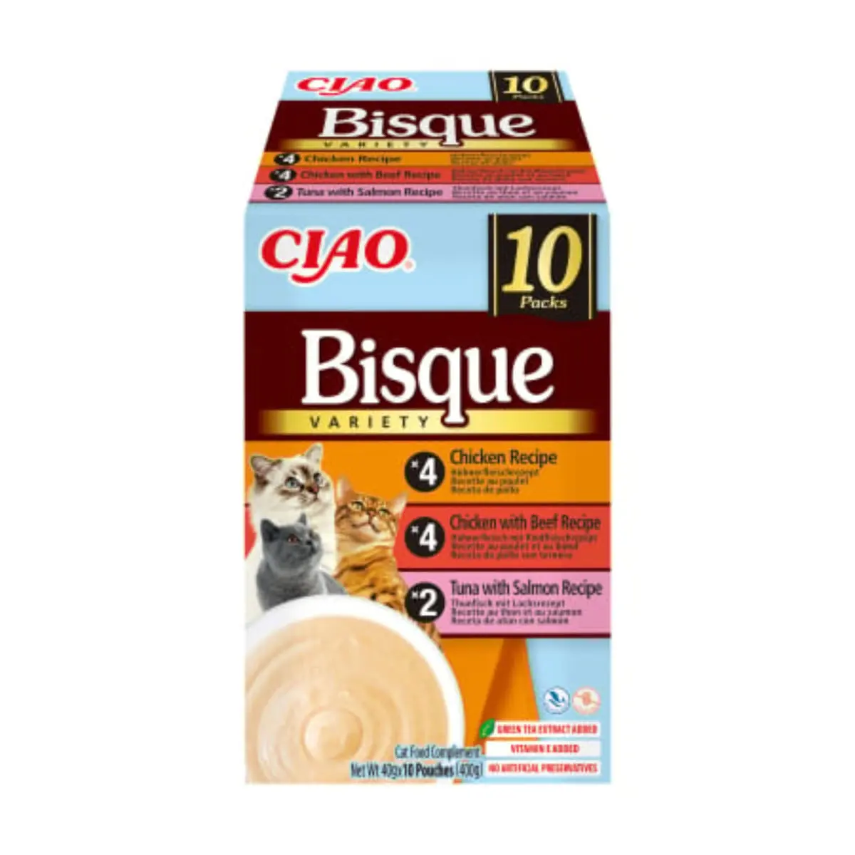 INABA Ciao Bisque Variety, Pui si Vita, cutie hrana umeda fara cereale pisici, (piure), 400g - Image 2