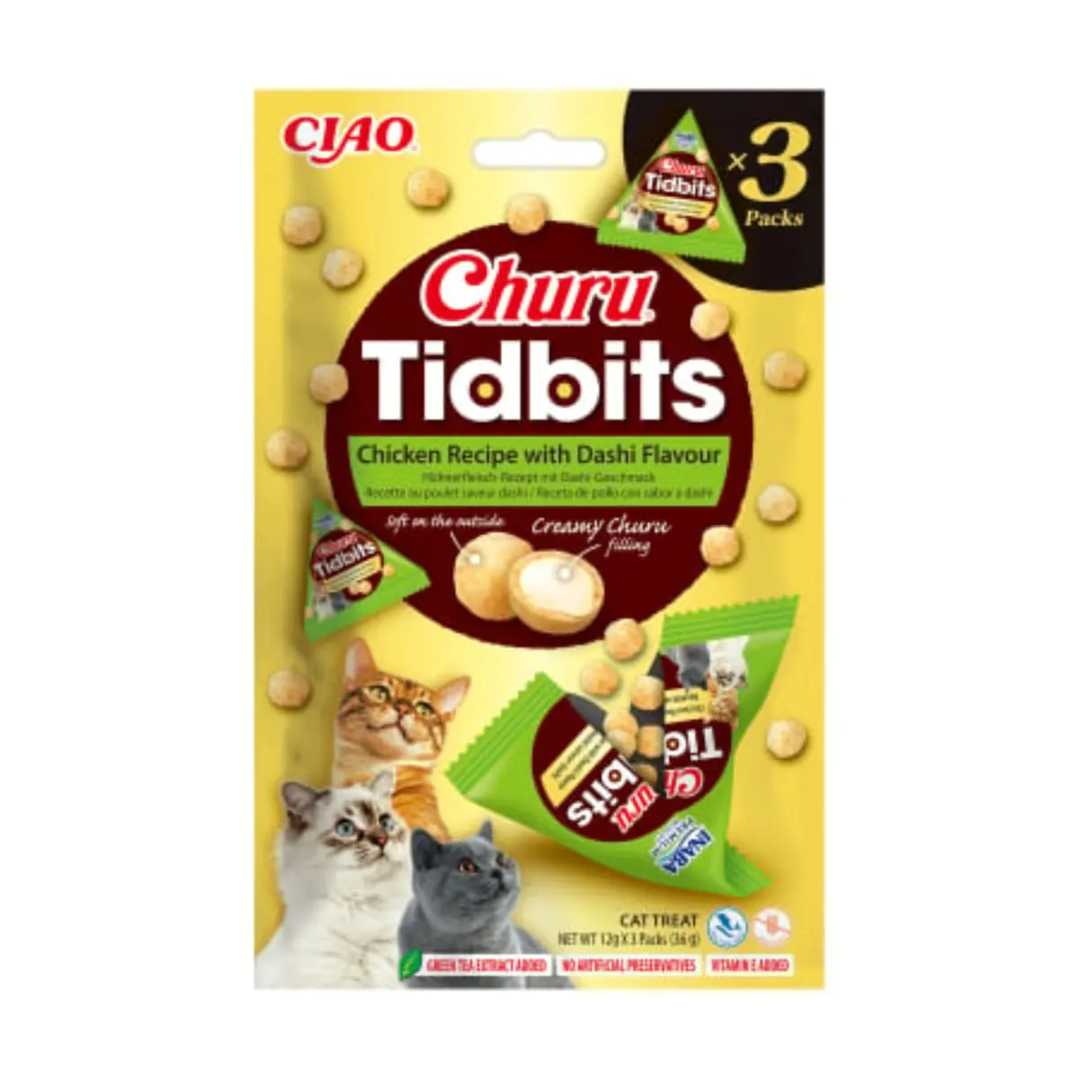 INABA Churu Tidbits Dashi Flavour, Pui, punguta recompense fara cereale pisici, 36g - Image 2