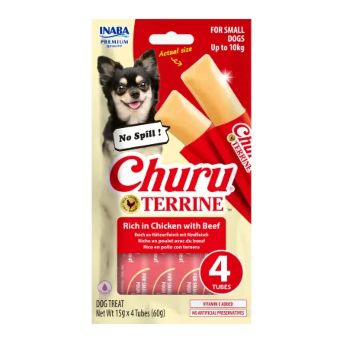 INABA Churu Terrine Mini, XS-S, Pui si Vita, punguta recompense caini, 60g