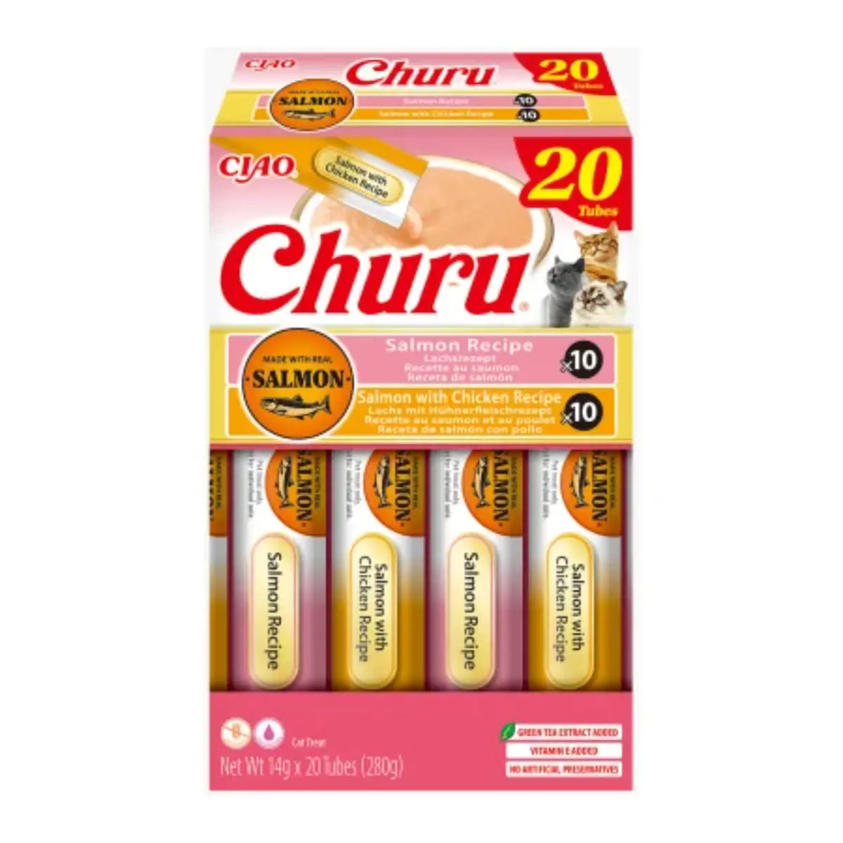 INABA Churu Variety, Somon si Pui, cutie recompense fara cereale pisici, (topping), 280g - Image 4