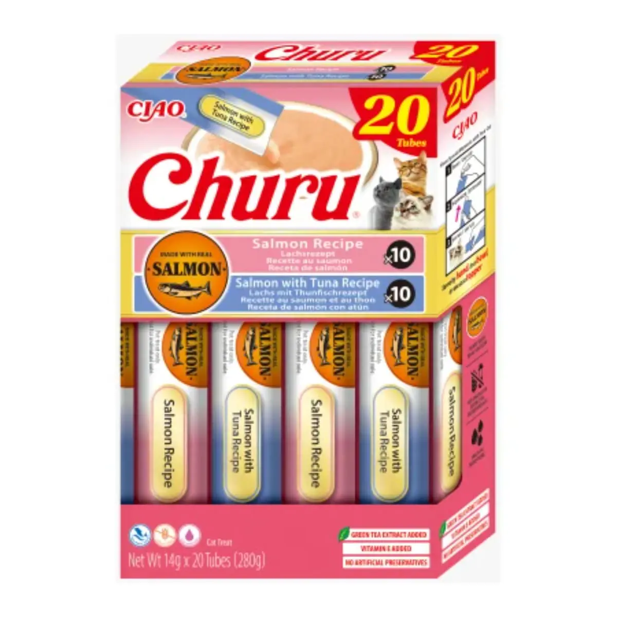 INABA Churu Variety, Somon si Ton, cutie recompense fara cereale pisici, (topping), 280g - Image 4