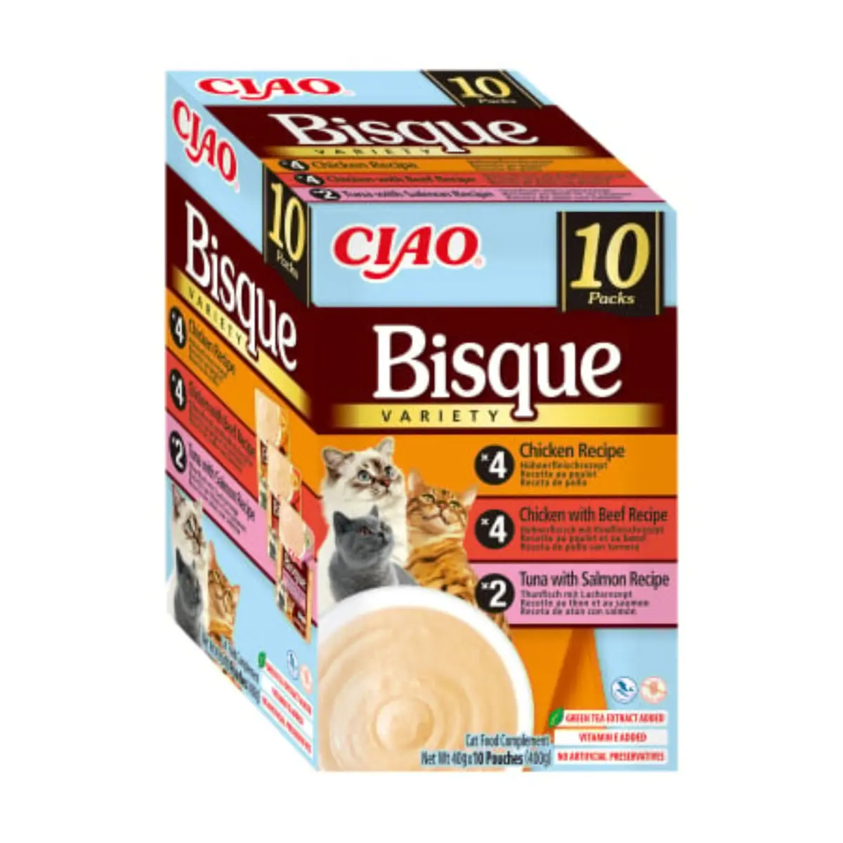 INABA Ciao Bisque Variety, Pui si Vita, cutie hrana umeda fara cereale pisici, (piure), 400g - Image 4