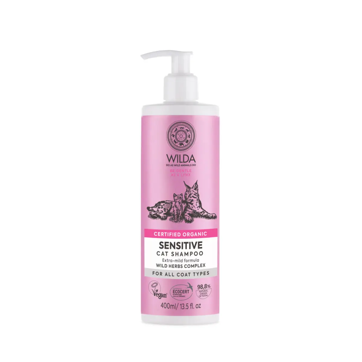 WILDA Cat Sensitive, sampon pisici, piele sensibila, flacon, 400ml