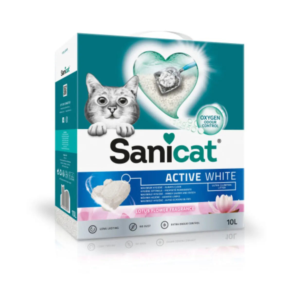 SANICAT Active White Lotus Flower, Lotus, asternut igienic pisici, granule, bentonita, aglomerant, neutralizare mirosuri, fara praf, 10l - Image 2