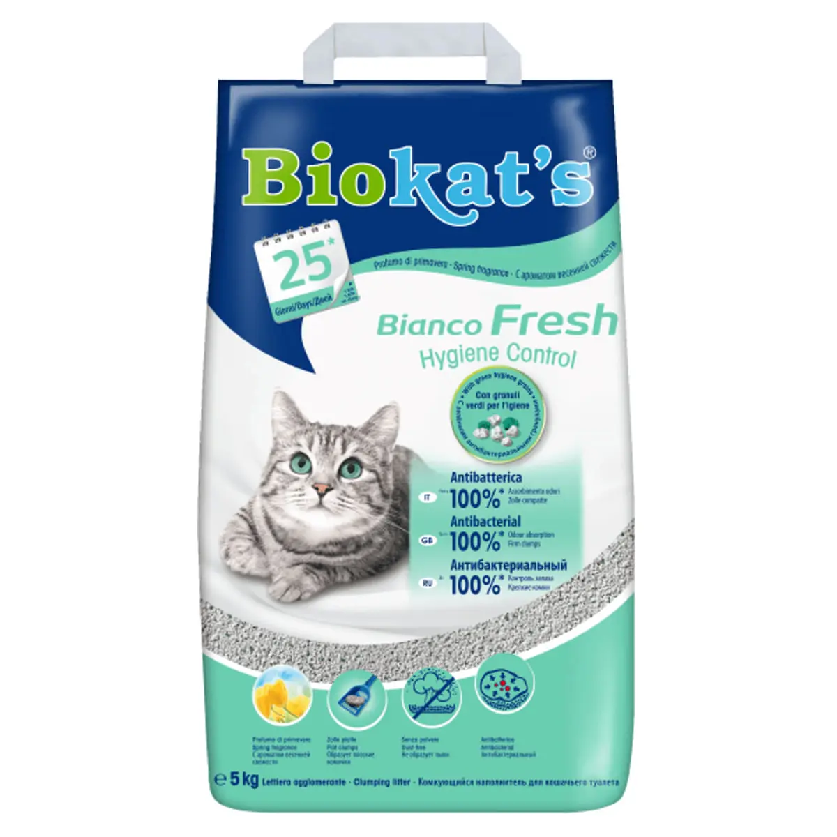 BIOKAT'S Bianco Fresh, asternut igienic pisici, granule, argila, aglomerant, neutralizare mirosuri, fara praf, 10kg