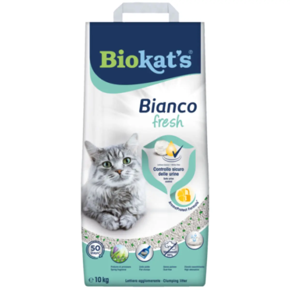BIOKAT'S Bianco Fresh, asternut igienic pisici, granule, argila, aglomerant, neutralizare mirosuri, fara praf, 5kg