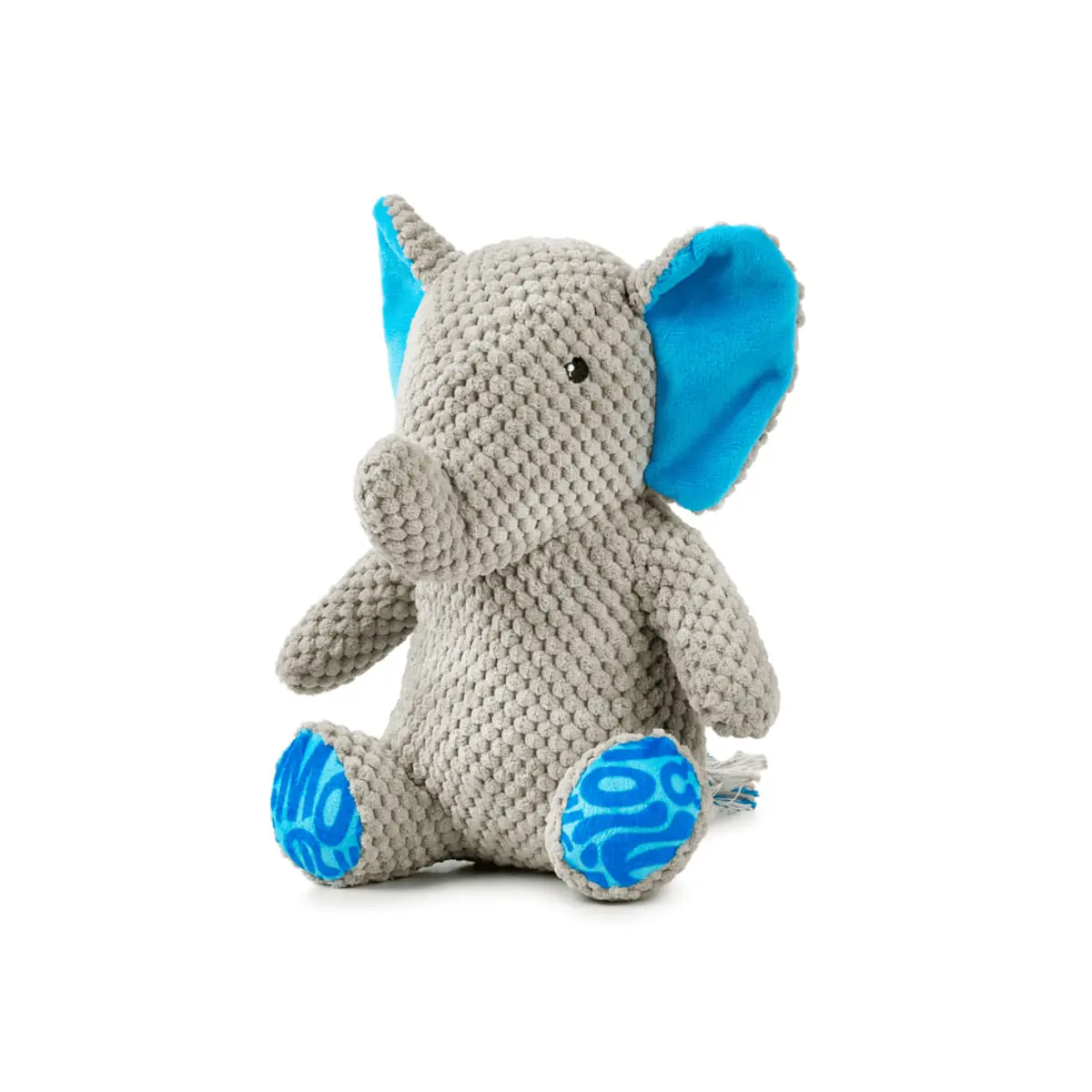 MAX & MOLLY Huggles Elefant Susi, jucarie de aport caini, activitati fizice, cu sunet, poliester, albastru si gri, 28x23cm, 1buc