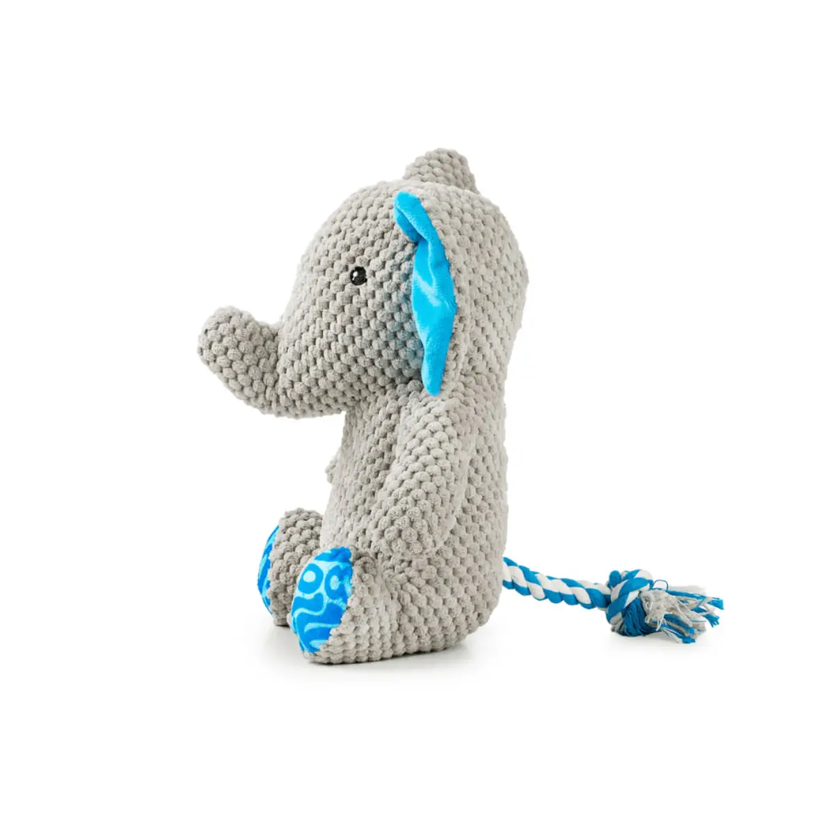 MAX & MOLLY Huggles Elefant Susi, jucarie de aport caini, activitati fizice, cu sunet, poliester, albastru si gri, 28x23cm, 1buc - Image 3