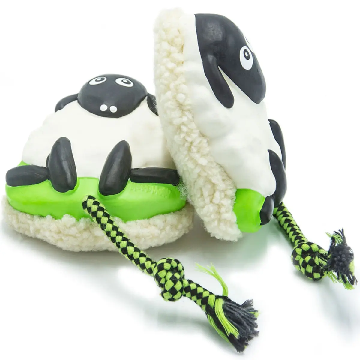 MAX & MOLLY Snuggles Woody The Sheep, jucarie de aport caini, dentitie, cu sunet, poliester, alb si verde, 1buc - Image 3