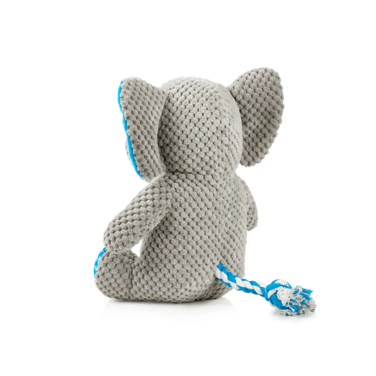 MAX & MOLLY Huggles Elefant Susi, jucarie de aport caini, activitati fizice, cu sunet, poliester, albastru si gri, 28x23cm, 1buc - Image 4