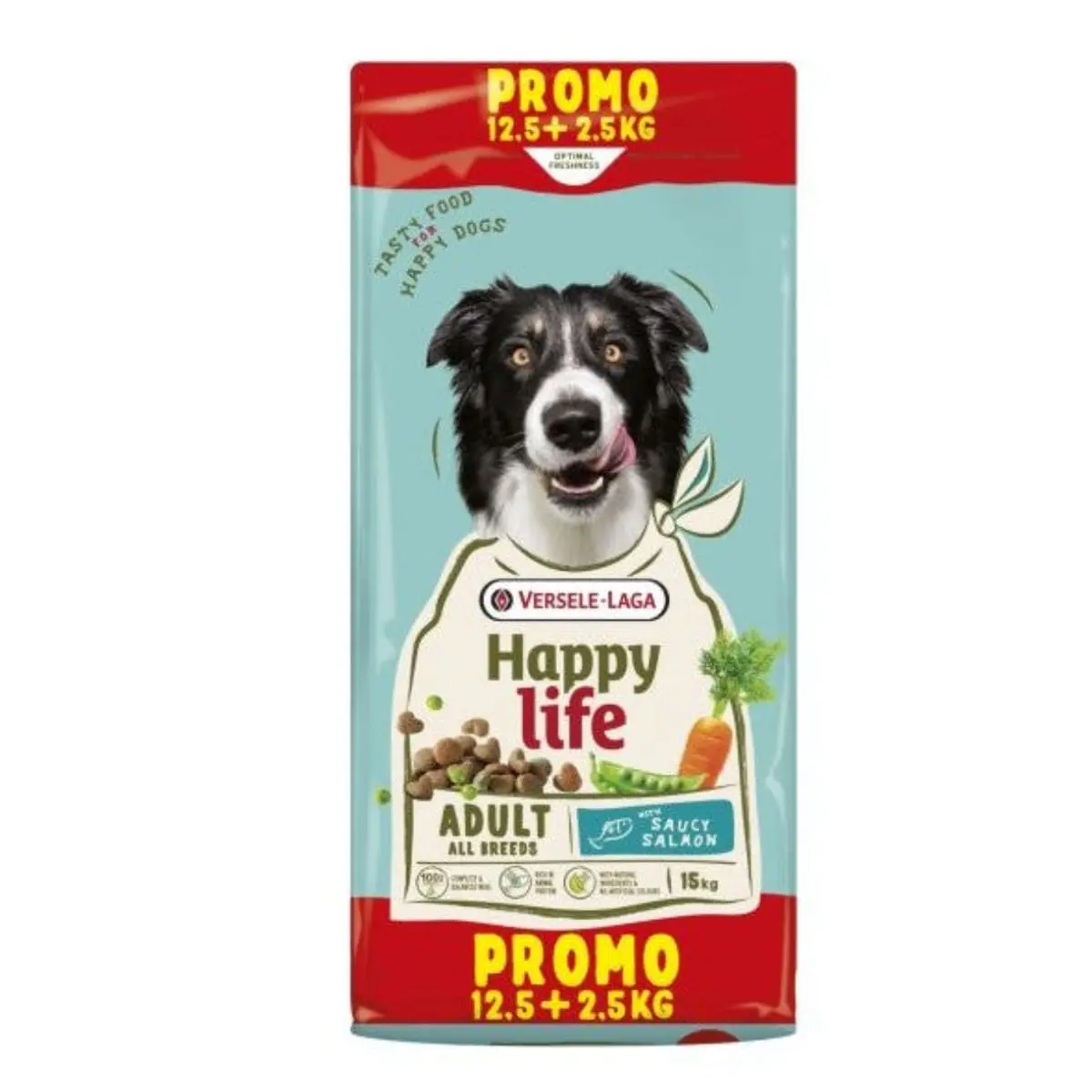 VERSELE LAGA Happy Life, XS-XL, Somon, hrana uscata caini, 12.5kg+2.5kg
