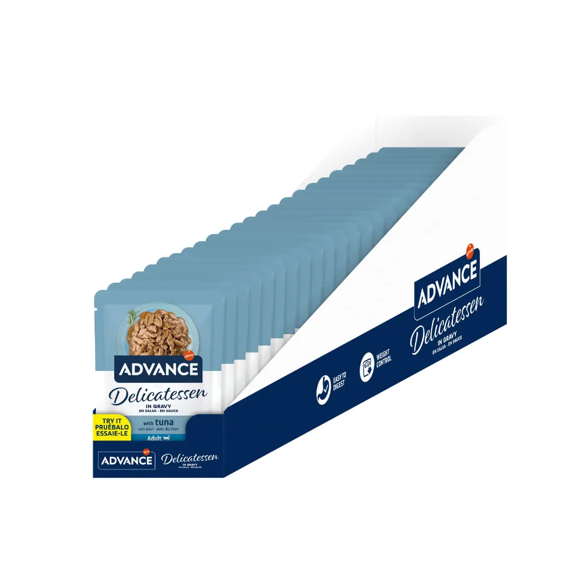 ADVANCE Delicatessen, Ton, plic hrana umeda pisici, (in sos), bax, 85g x24buc