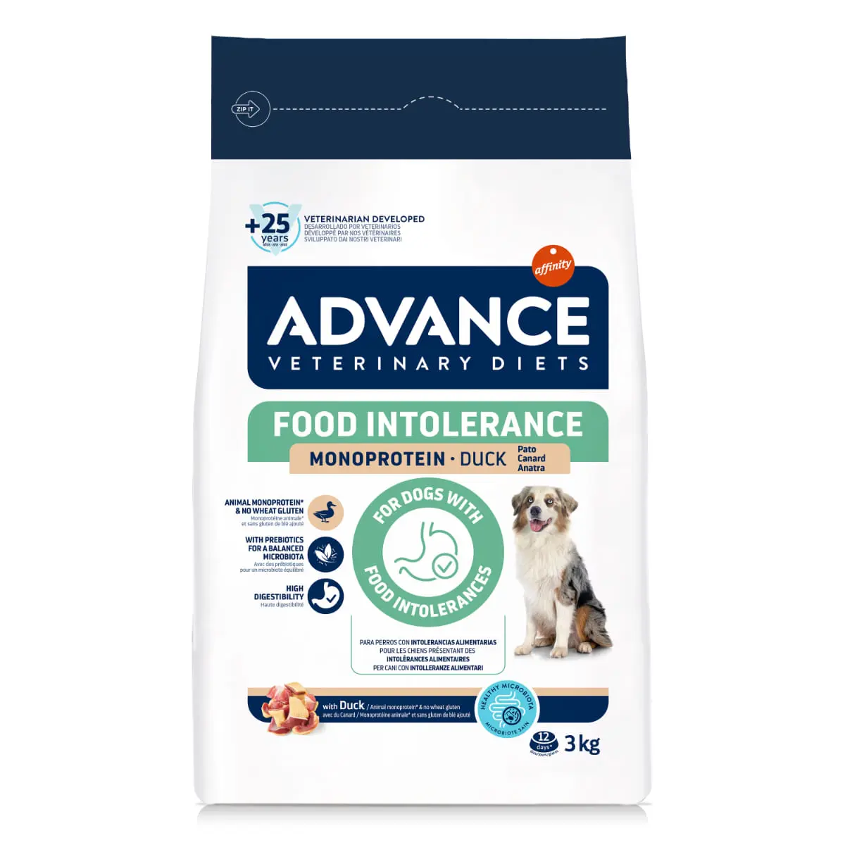 ADVANCE VETERINARY DIETS Hypoallergenic Food Intolerance, XS-XL, Rata, dieta veterinara, hrana uscata caini, sistem digestiv, alergii, 3kg - Image 3