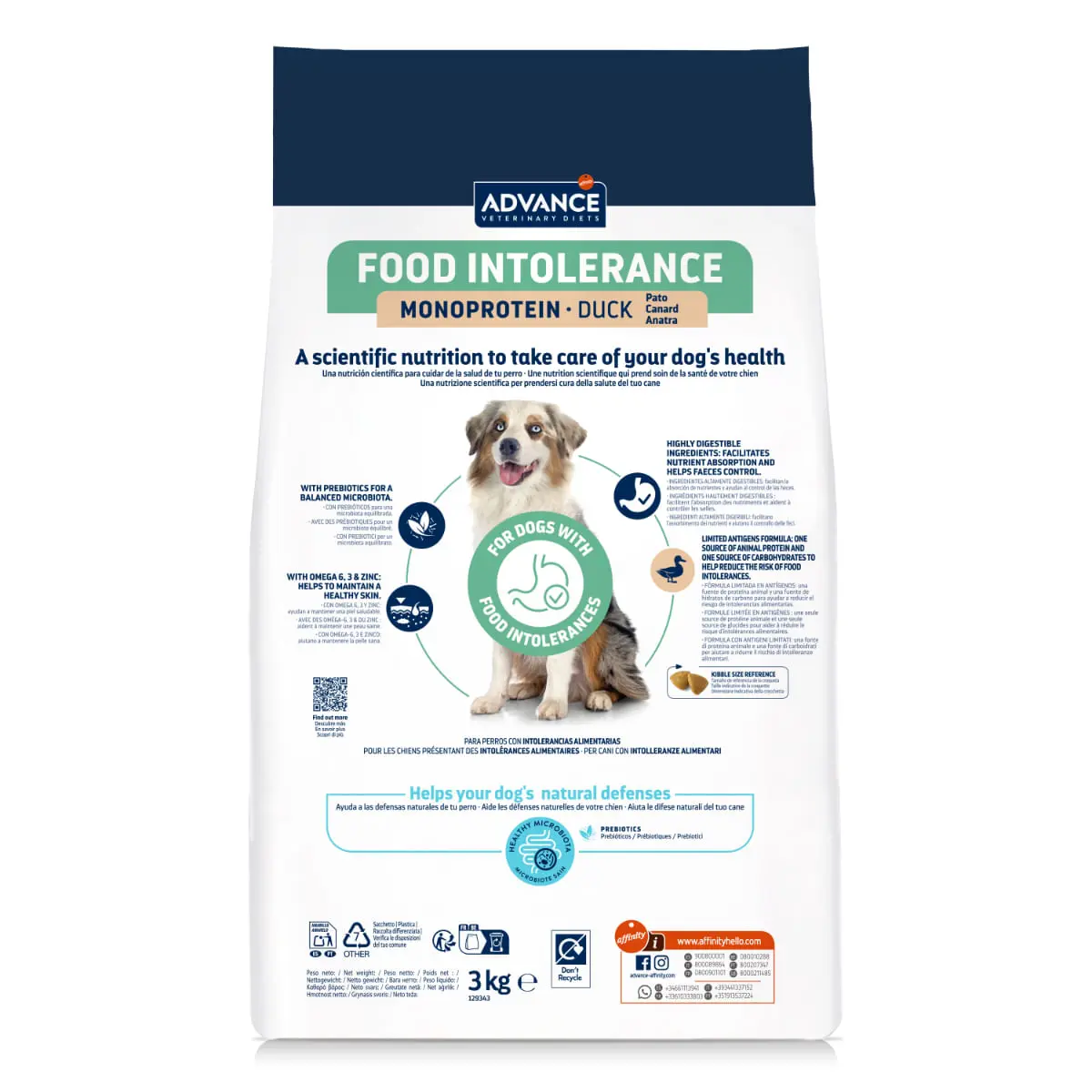 ADVANCE VETERINARY DIETS Hypoallergenic Food Intolerance, XS-XL, Rata, dieta veterinara, hrana uscata caini, sistem digestiv, alergii, 3kg - Image 4