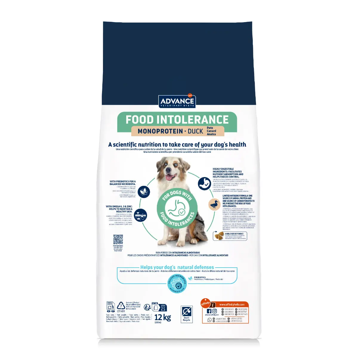 ADVANCE VETERINARY DIETS Hypoallergenic Food Intolerance, XS-XL, Rata, dieta veterinara, hrana uscata caini, sistem digestiv, alergii, 12kg - Image 4